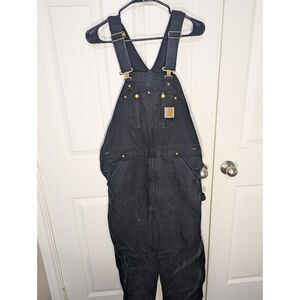 Carhartt double knee black bib overalls men size 34x36